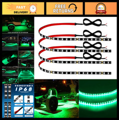 12V LED Light Strip for Cars – 24 Inch Waterproof Connectable – 4 Pack, RGB Ligh