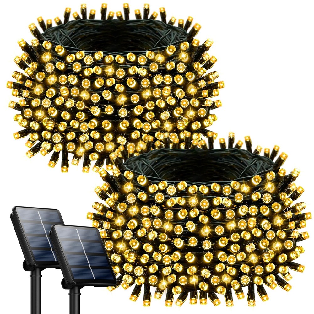 2 Pack Solar String Lights Outdoor Waterproof, 72FT 200 LED Solar Lights | Solar