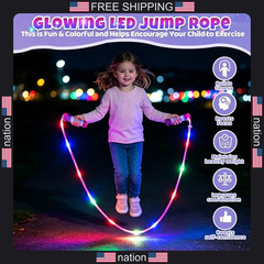 Led jump rope for kids and girls flashing colorful light up skipping rope