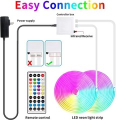 100Ft LED Neon Rope Lights with App and Remote Control, IP65 Waterproof Neon Str