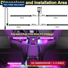 Car Interior Lights, 5V LED Strip Lights with USB Adapter, Ambient Car Lighting