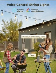 49Ft LED Outdoor String Lights Waterproof IP65,App Control,Compatible with Alexa