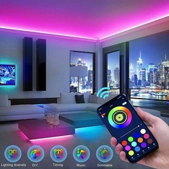 LED Strip Lights 5050 RGB DIY Light Bar TV Room Music Sync Color IR Remote Decor