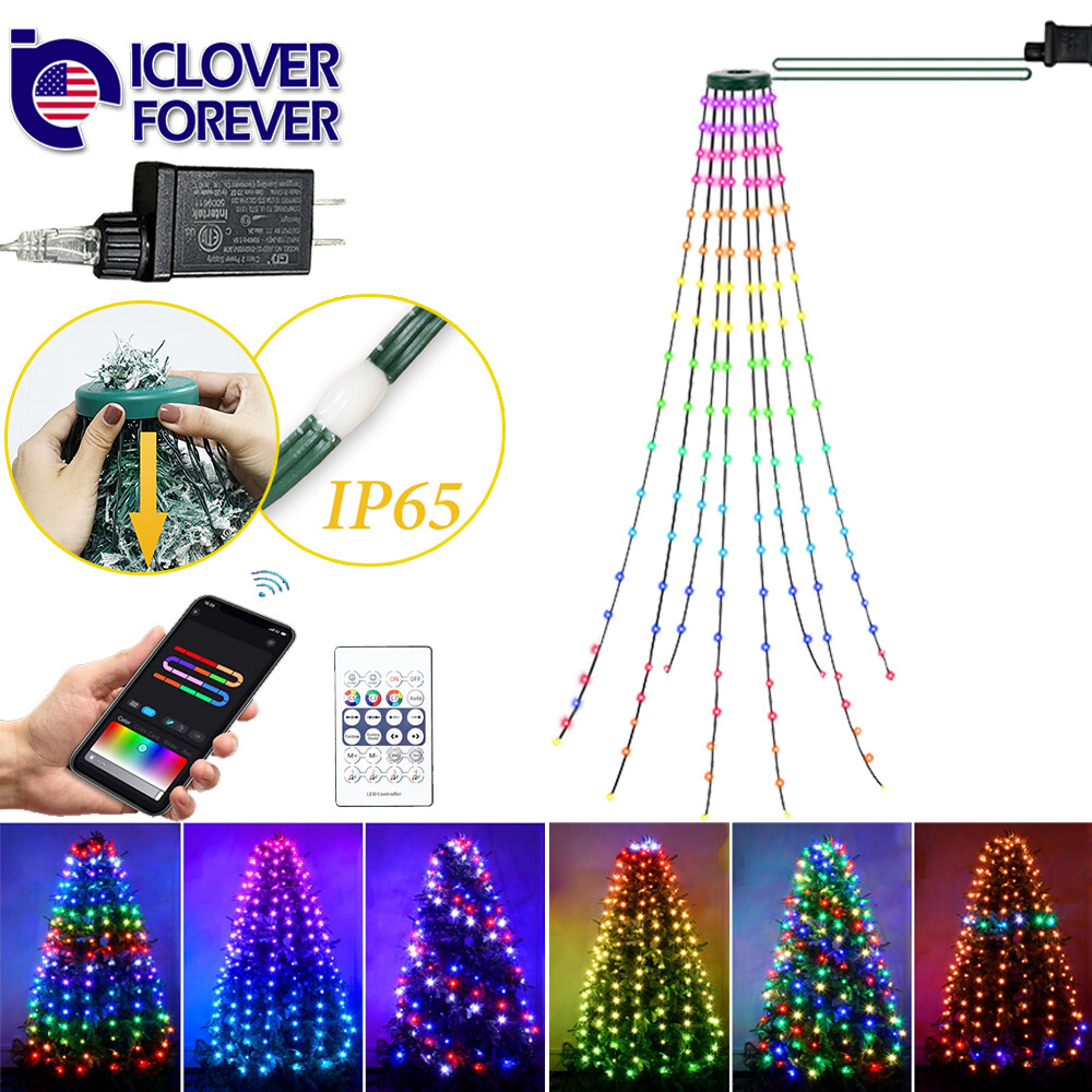 LED Christmas Tree String Lights Waterproof Waterfall Outdoor Home Decor Smart