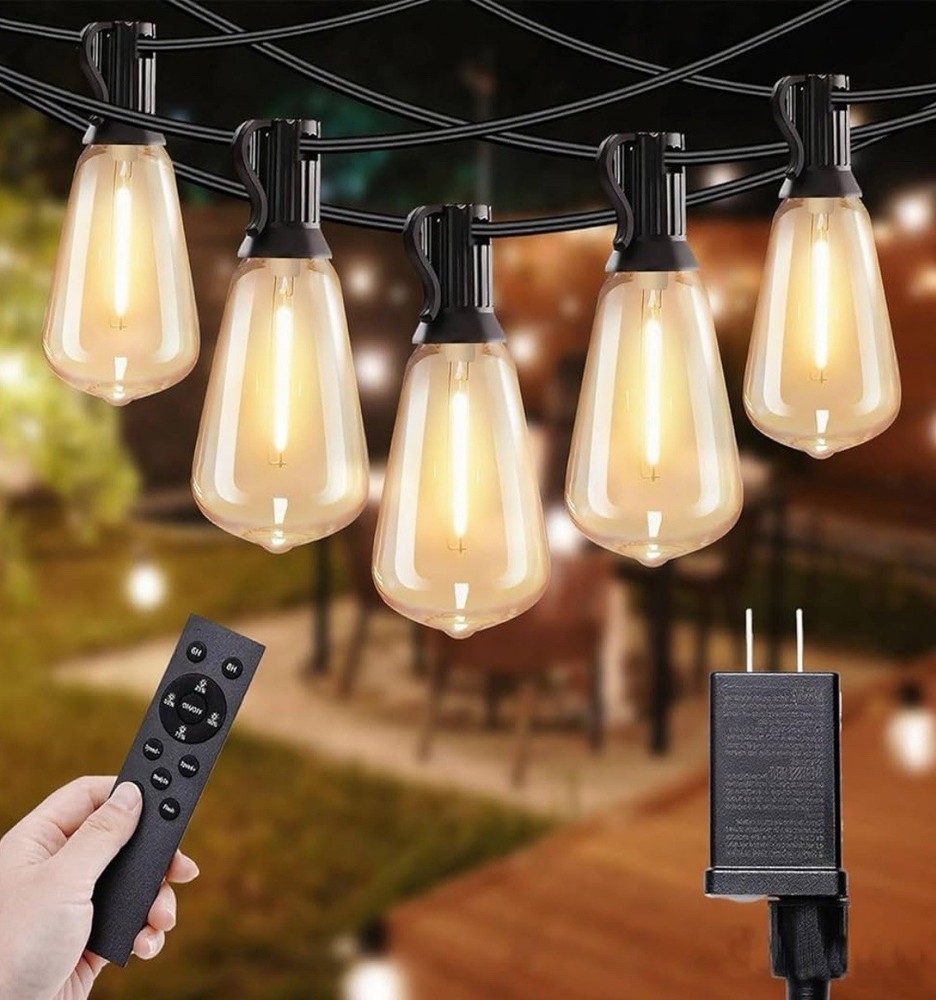 50ft LED String Lights with Remote, 25+1 Bulbs Dimmable String Lights for Out…