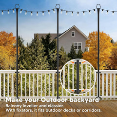 4 Pack String Light Poles for Outside, 10Ft Light Poles for Outdoor String Light
