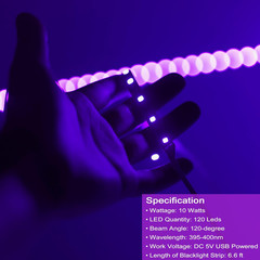 USB Black Light Strip, 6.6Ft UV LED Lights for Party, Room, Decorations