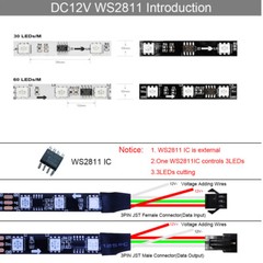 12V WS2811 RGB LED light strip Dream Full color 30led 60LEDs/m Flexible Led Tape