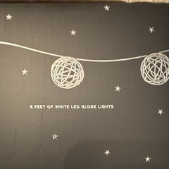 Pottery Barn 6 ft White LED Rattan Globe Light Garland Indoor/Outdoor