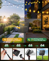 Solar String Lights Outdoor 60 LED 36FT with 8 Lighting Modes, Waterproof Solar