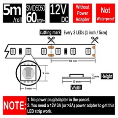 HAUTY Blue LED Strip Light, Non-Waterproof 16ft/5m non-waterproof,