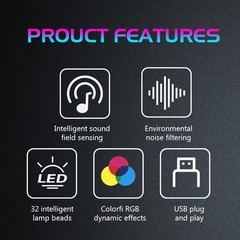 32LED RGB Car Atmosphere Strip Light Bar Music Sync Sound Control Rhythm Lamp US