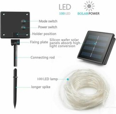 Outdoor Garden Lamp String Light Solar Rope Tube Lights Waterproof 32FT 100 LED