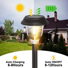 Solar Lights Outdoor Waterproof, 6 Pack Metal Glass Solar Pathway Lights Outd…