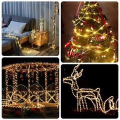 LED Solar Rope Fairy String Strip Lights Outdoor Garden Patio Backyard Pool USA