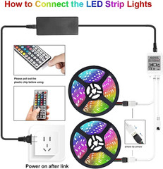32FT LED Strip Lights Remote Control Bedroom Waterproof for Indoor Outdoor Use
