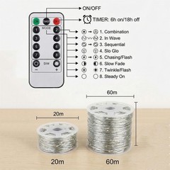A2Z Cool White LED Lights with Remote String 20m/60m Outdoor Indoor Christmas