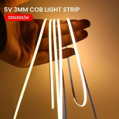 5V USB 3mm PCB COB LED Strip Light with Switch Dimmer Remote Control 320 LEDs