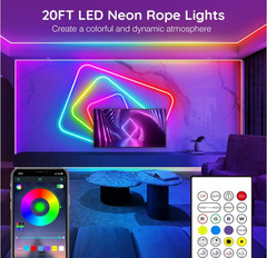 Led Neon Rope Lights Control with App/Remote,Flexible Led Rope Light,Multip mode