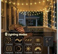 Twinkle Solar Star String Lights Outdoor Waterproof