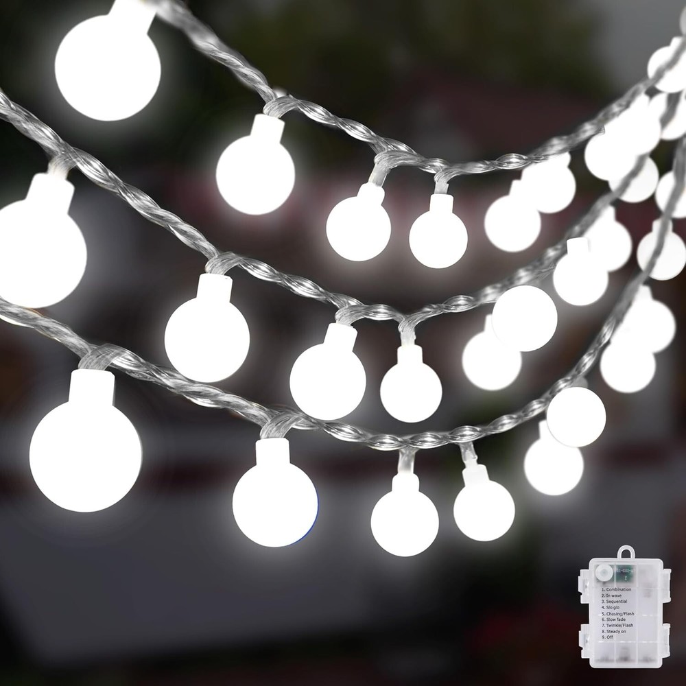 100 LEDs Battery Operated String Lights Globe Fairy Lights Tent Camping Garden