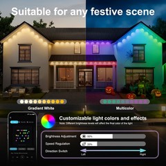 150FT RGB+IC Eave Permanent Outdoor Lights Smart 90 LED Strip Light w Remote APP