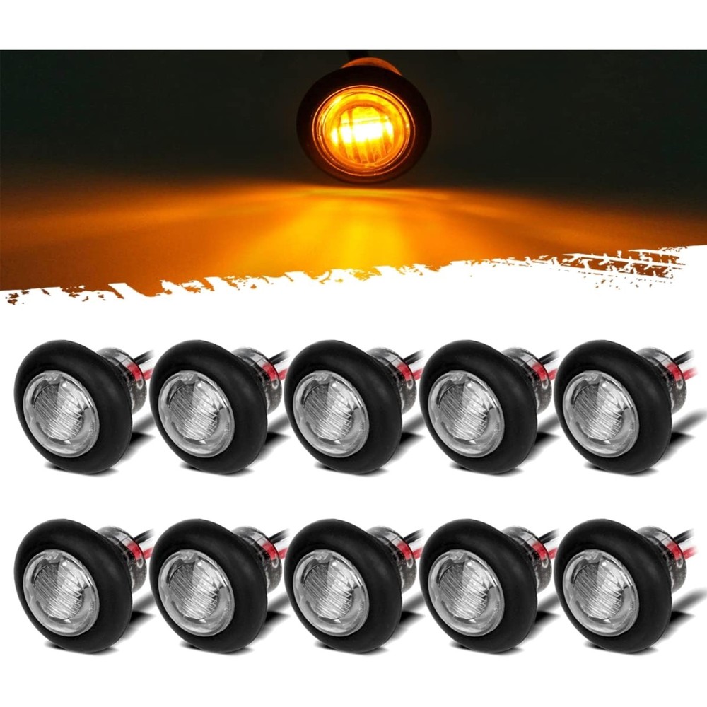 10 Pcs 3/4 Inch Amber Round LED Lights, DOT Certified Turn Signal/Running/Cle…