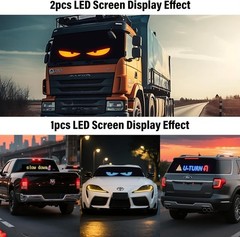 1PCS LED Eyes for Car Windshield 23.4″x4.7″, Programmable Animated Black