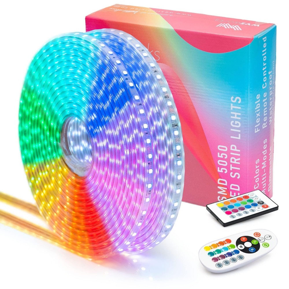150ft Color Changing LED Strip Flexible 5050 SMD Remote Flash Strobe Fade Modes