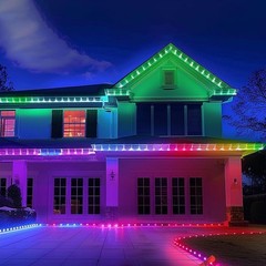 Permanent Outdoor Lights House Roof 50ft RGB Smart Eaves Lights W/ Multi Scene