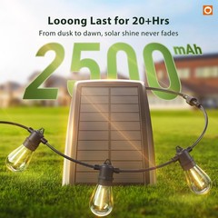 54FT(48+6) Solar String Lights Outdoor Waterproof with USB 48+6FT(16 Sockets)