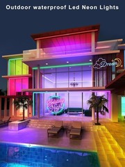 100Ft LED Neon Rope Lights with App and Remote Control, IP65 Waterproof Neon Str