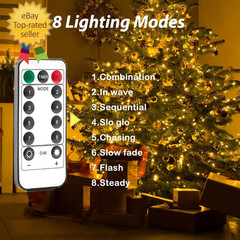 100 FT Warm White Fairy Lights Plug in Copper Wire String Lights with Remote, Ti