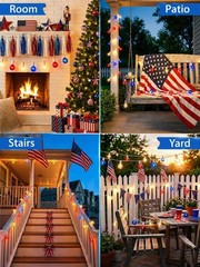 25Ft G40 LED Globe Lights Red White Blue Waterproof Patriotic String Lights 27 B