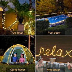 39FT 100 LED Waterproof Solar Rope Tube Lights String Light Outdoor Garden Lamp