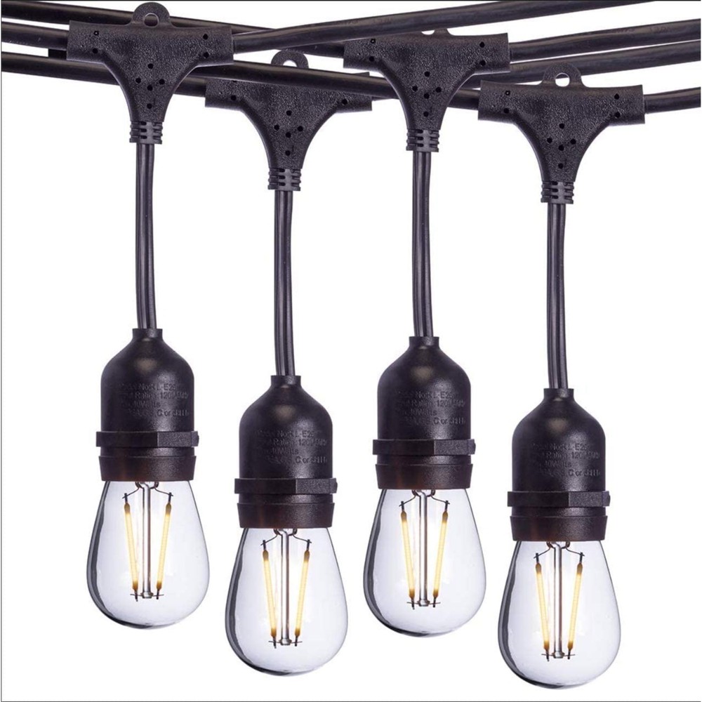 Sterno Home Waterproof Outdoor LED String Lights For Patio, Black, 48 Feet