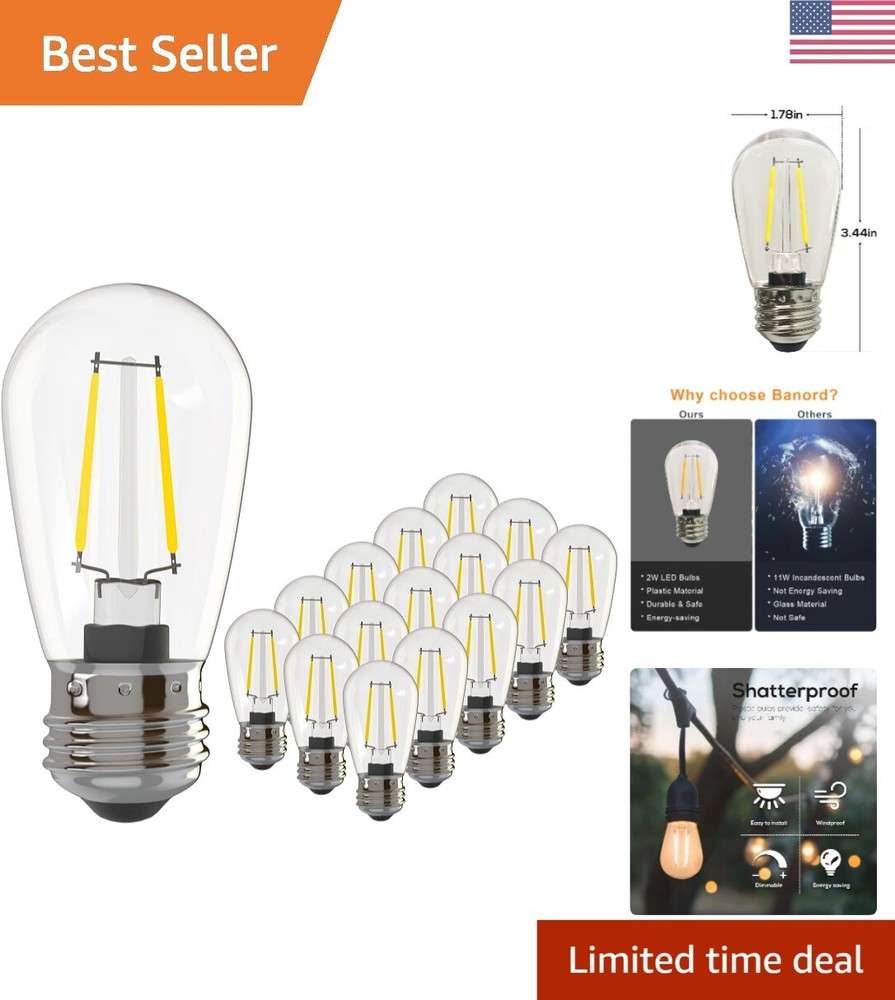 Energy Saving Dimmable LED Bulbs – Outdoor String Lights – Vintage Filament