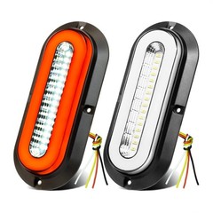 1 Pair Clear lens 6″ Inch Oval Halo 52 LEDs Trailer lights LED Red Stop Turn …