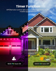 200FT RGB+IC Permanent Outdoor Lights, 24V Year-Round Roof & Eaves Lighting with