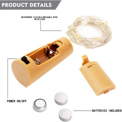12 Solar Wine Bottle Lights Waterproof Copper Cork Lights W/ 20Leds, Warm White