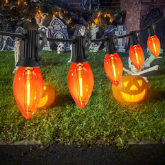 25FT C7 Orange LED Halloween String Lights, Waterproof Outdoor | Shatterproof, C