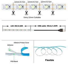 USB LED Strip DC 5V 2835 White Warm White TV Background Lighting Flexible Tape