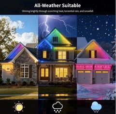 iHomey 50ft Smart RGB Outdoor Eaves Lights 30 LED Waterproof NEW
