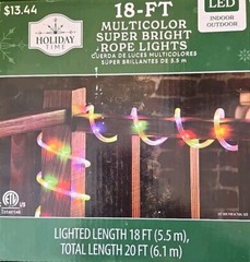 18 ft Multicolor Super Bright LED Rope Christmas Lights Holiday Time NEW in Box!