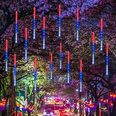 LED Meteor Shower Rain Lights Outdoor Connectable Raindrop Holiday Decor 8 Tubes