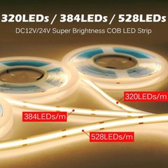 12/24V Flexible COB LED Strip Light 384/528LEDs High Density Tape Car Boat Decor