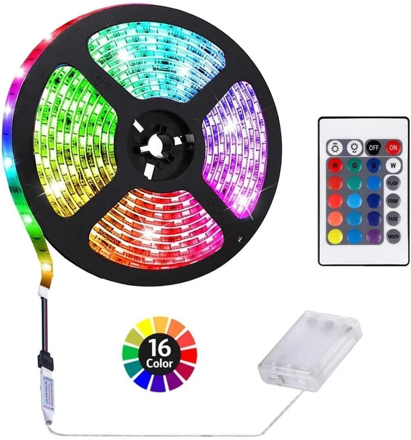 2M/6.6FT Battery Powered LED Strip Lights, Flexible Color Changing RGB LED Li…