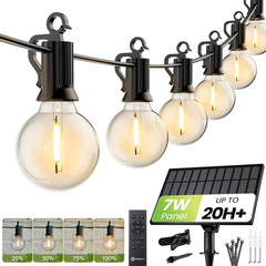 58FT Solar String Lights Outdoor, IP65 Waterproof, Remote, Timer | Patio Lights