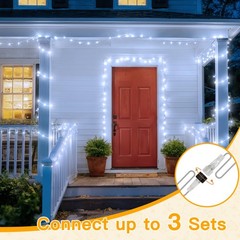 Ollny Christmas Lights 200LED 60FT Indoor, Cool White Connectable Plug in String