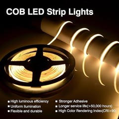 COB LED Strip Lights 65ft 24V Dimmable with Remote and App Control 3000K Warm